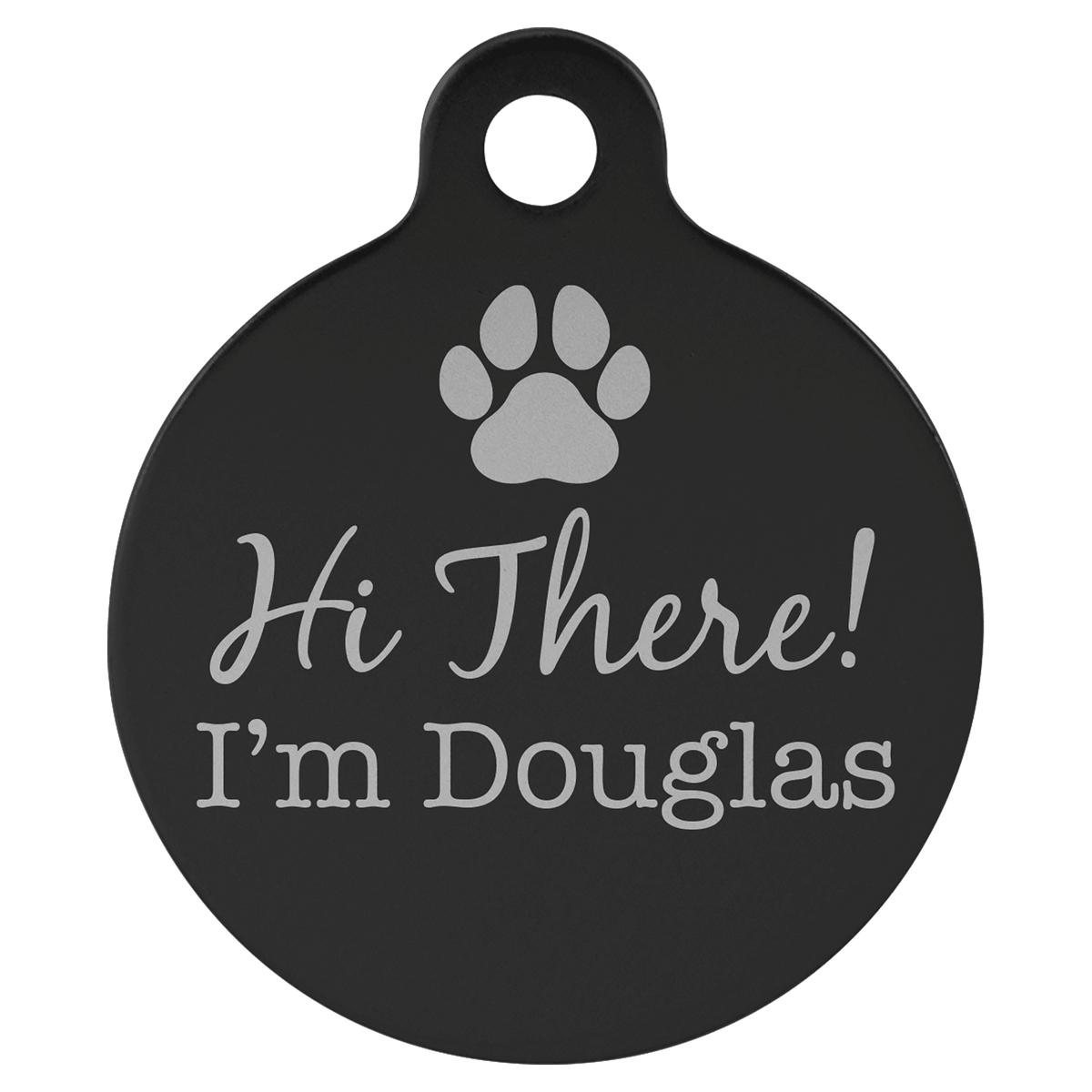 1 1/4" Laserable Anodized Aluminum Round Pet Tag with Tab