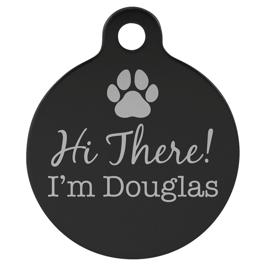 1 1/4" Laserable Anodized Aluminum Round Pet Tag with Tab