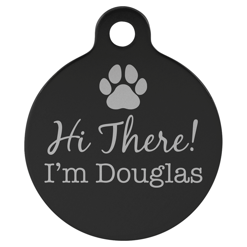 1 1/4" Laserable Anodized Aluminum Round Pet Tag with Tab