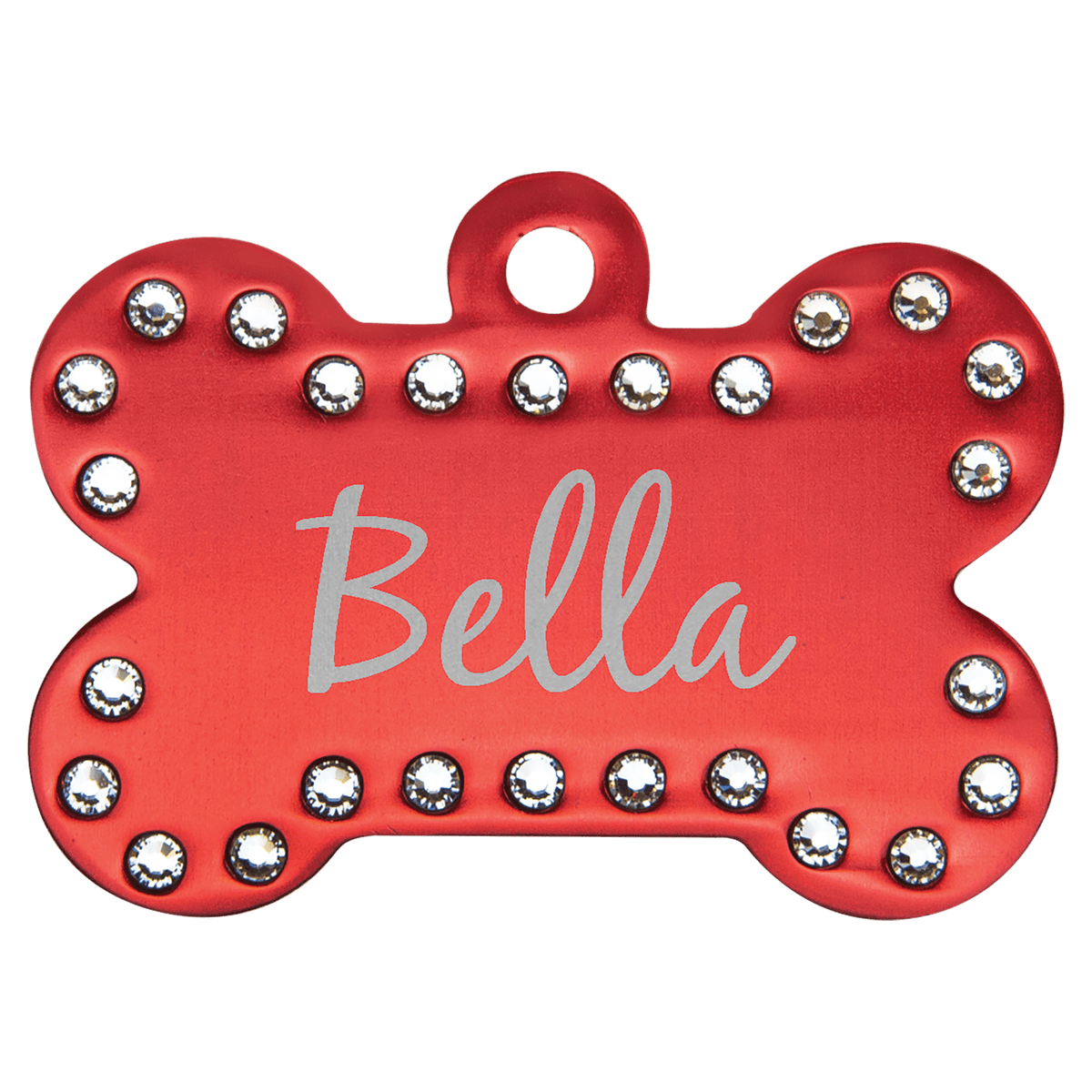 1 1/2" x 1" Laserable Anodized Aluminum Swarovski Bling Bone with Tab