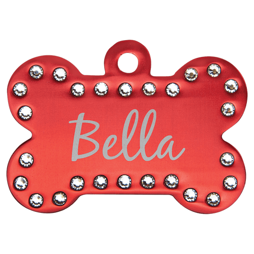 1 1/2" x 1" Laserable Anodized Aluminum Swarovski Bling Bone with Tab