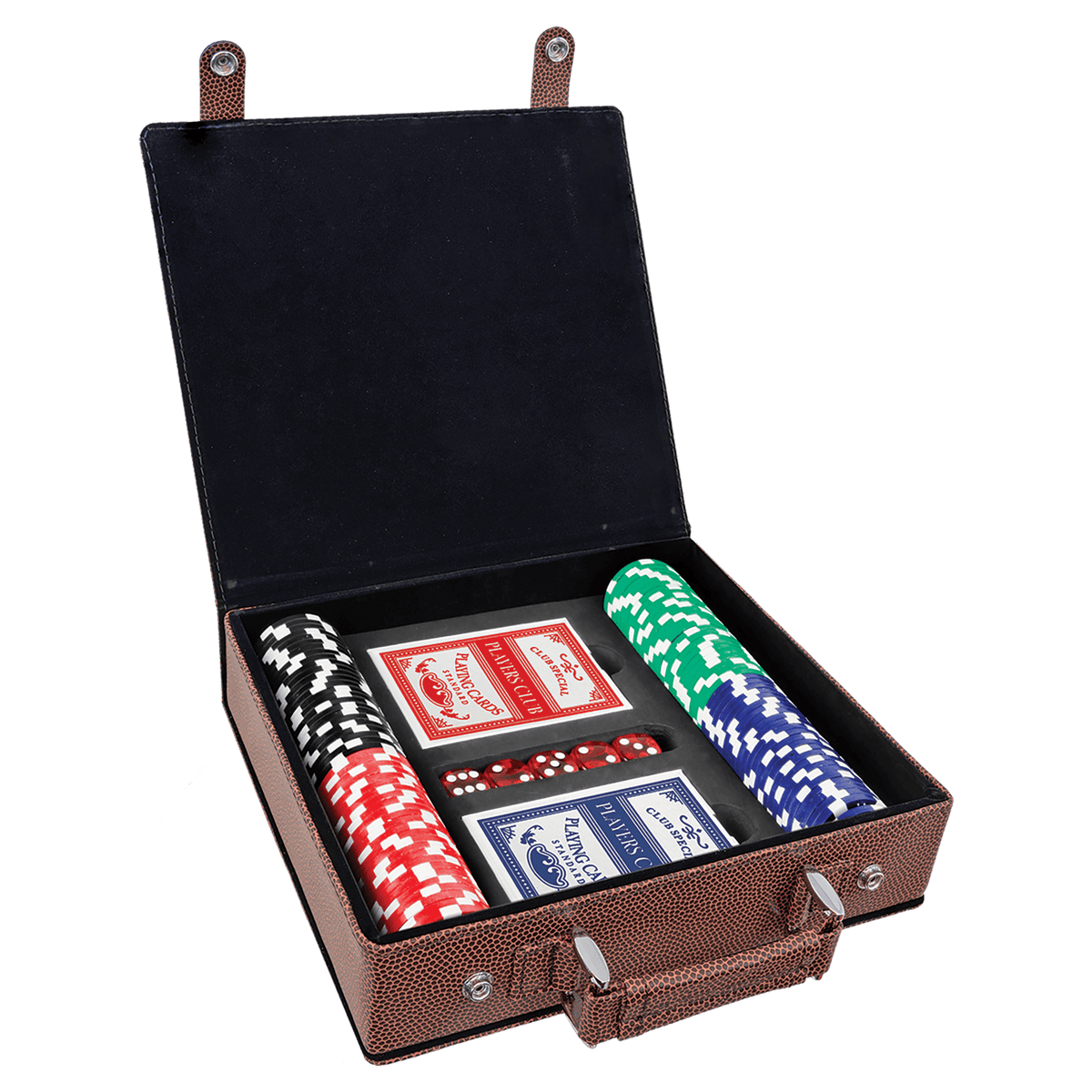 Laserable Leatherette 100 Chip Poker Set Football Texture