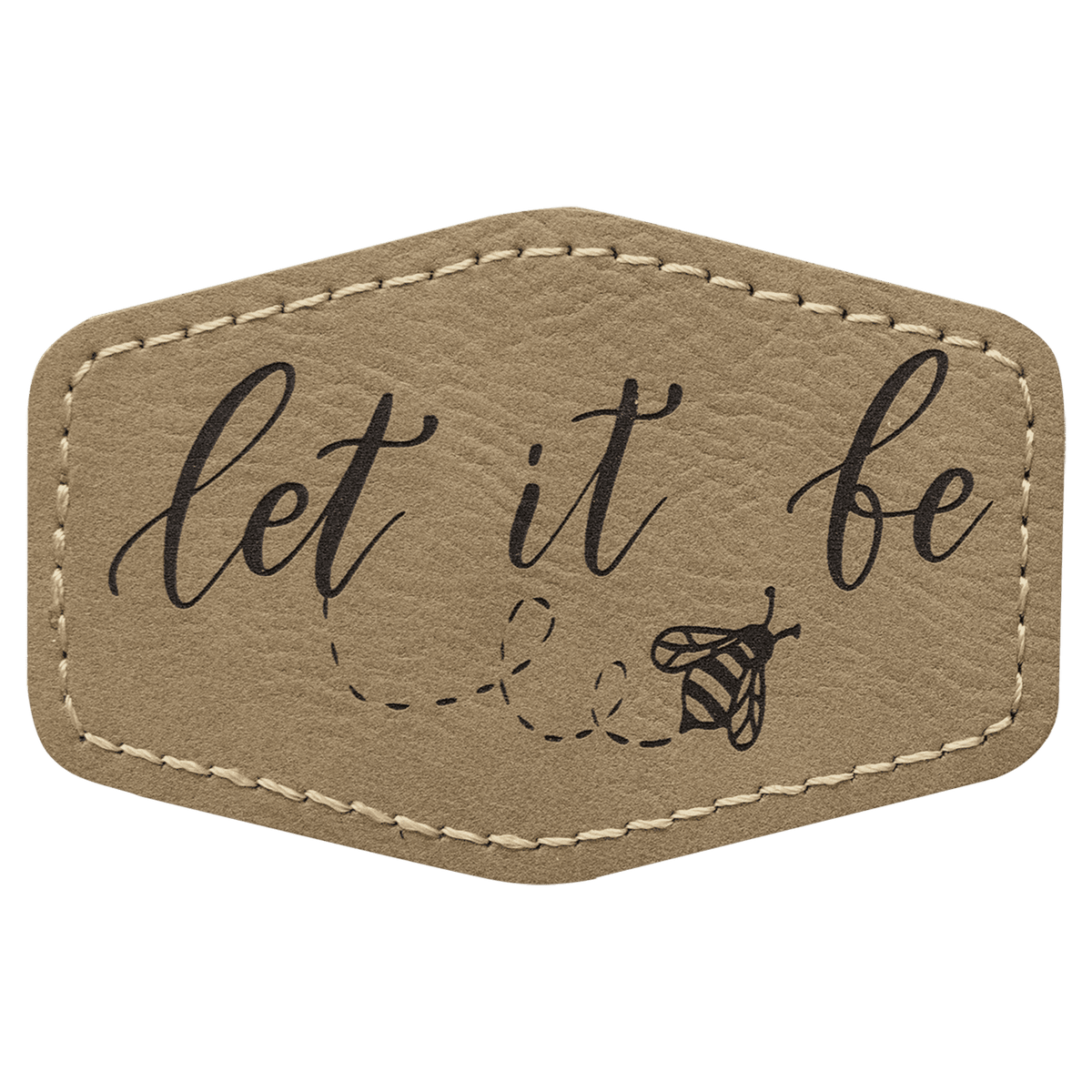3" x 2" Hex Laserable Leatherette Patch with Adhesive