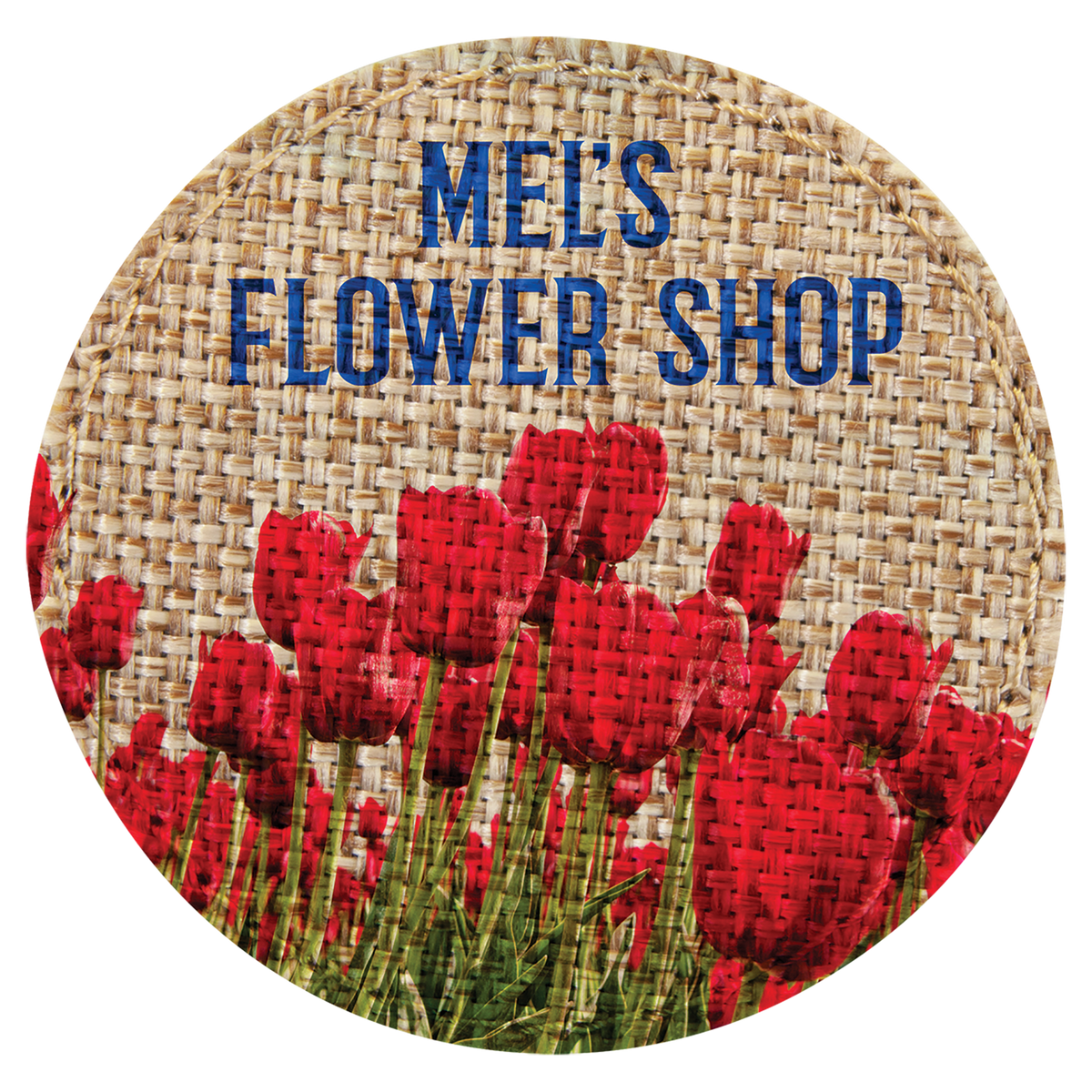 2 1/2" Round Burlap Sublimatable Patch with Adhesive