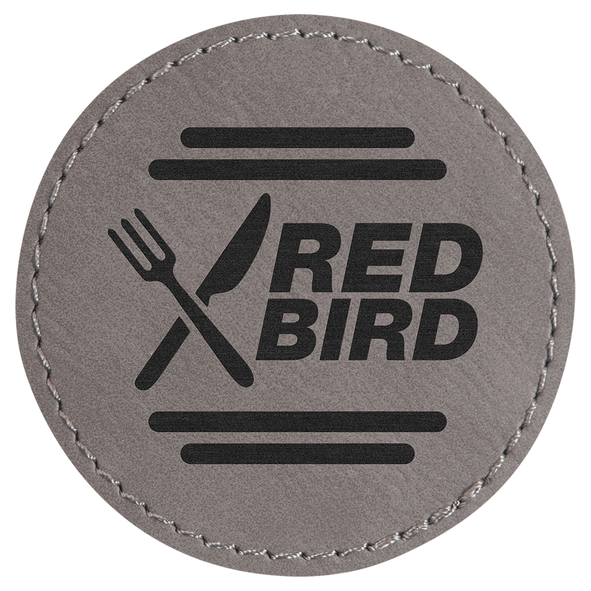 Gray 2 1/2" Laserable Leatherette Round Patch with Kota Pro Adhesive