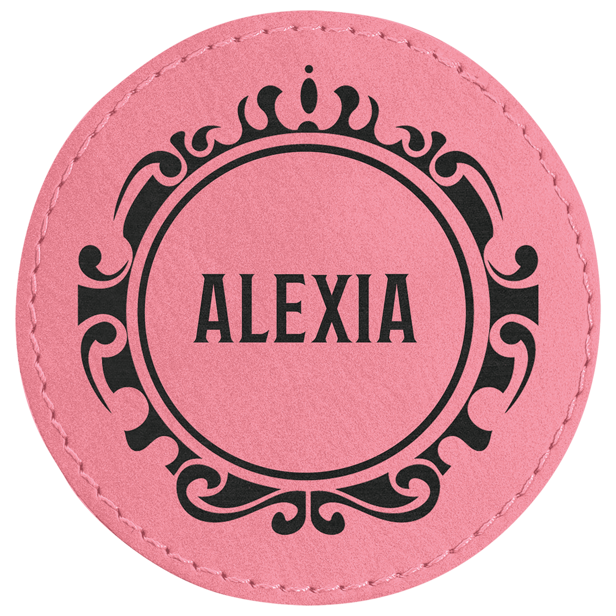 Pink 3" Laserable Leatherette Round Patch with Adhesive