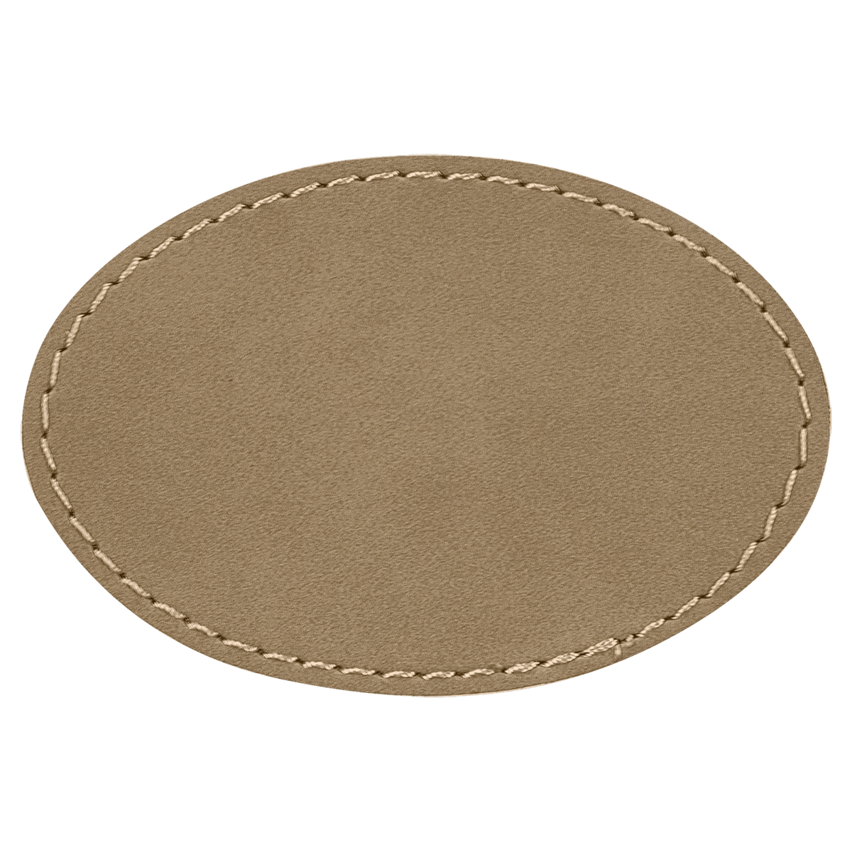 Light Brown 3" x 2" Laserable Leatherette Oval Patch with Kota Pro Adhesive