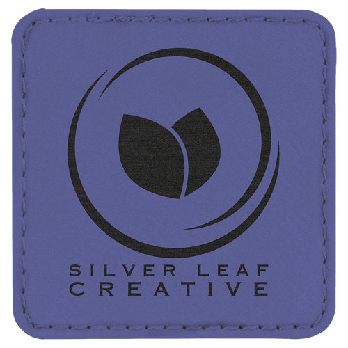 Purple 2 1/2" x 2 1/2" Laserable Leatherette Square Patch with Kota Pro Adhesive