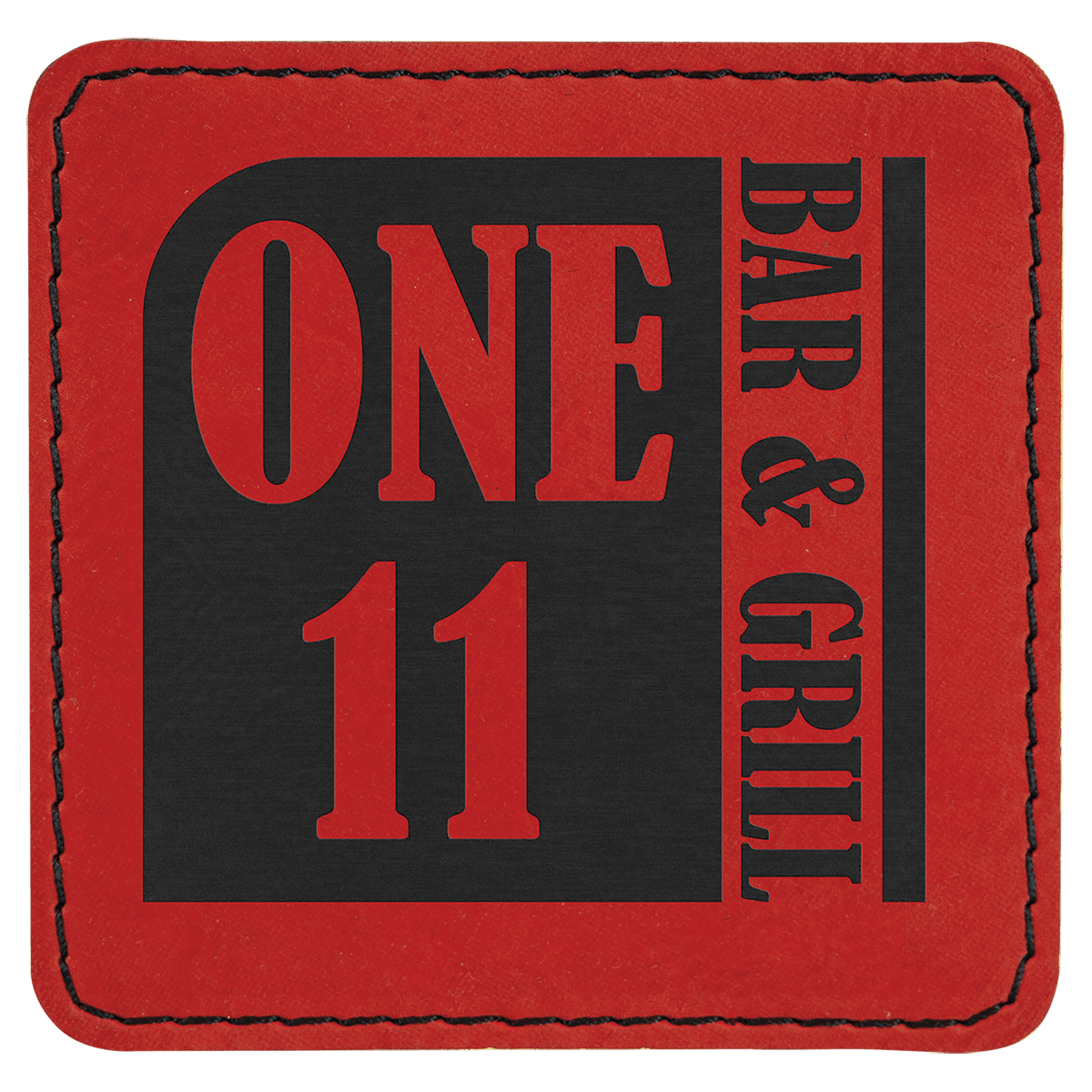 Red 3" x 3" Laserable Leatherette Square Patch with Kota Pro Adhesive