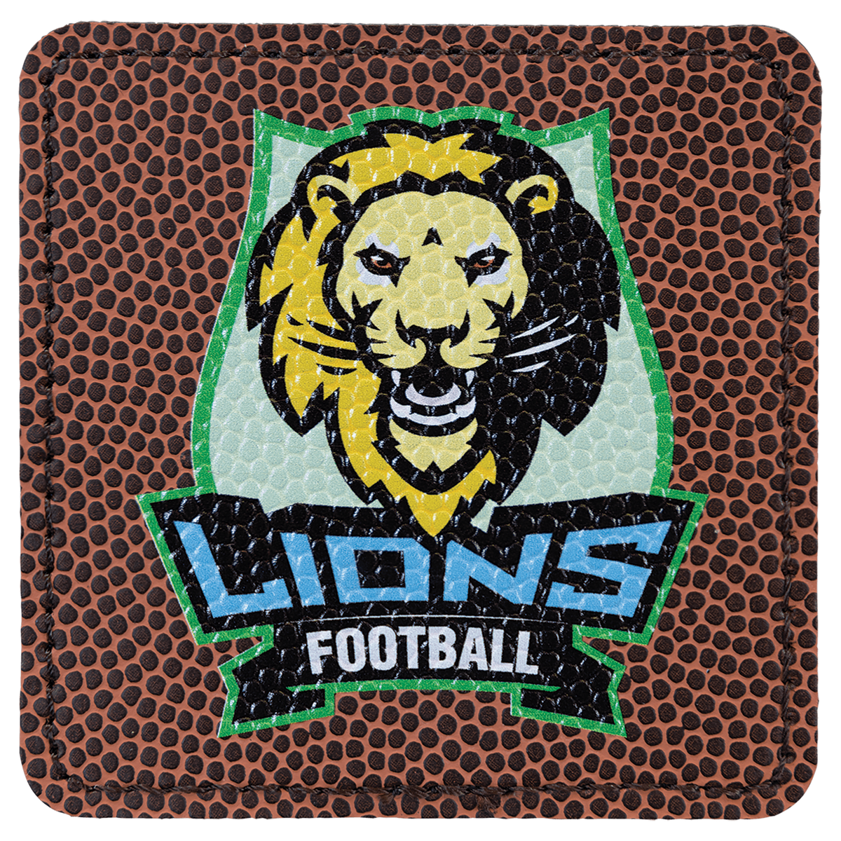 Football 3" x 3" Laserable Leatherette Square Patch with Kota Pro Adhesive