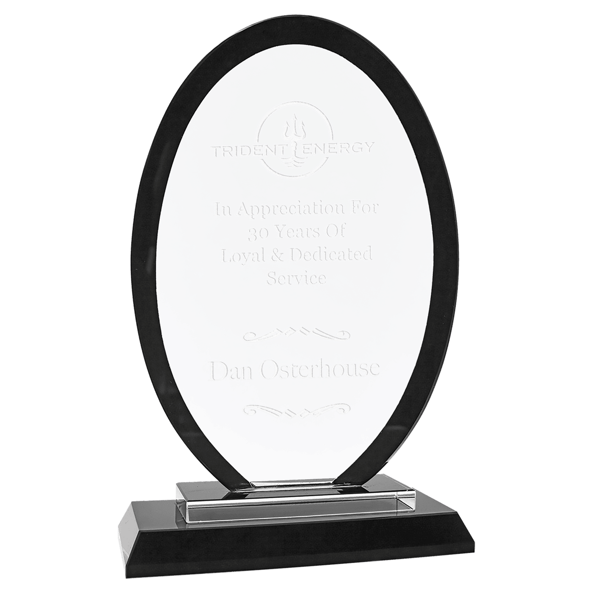 Oval Regal Glass Award — 7.5 Inches, Black or Blue
