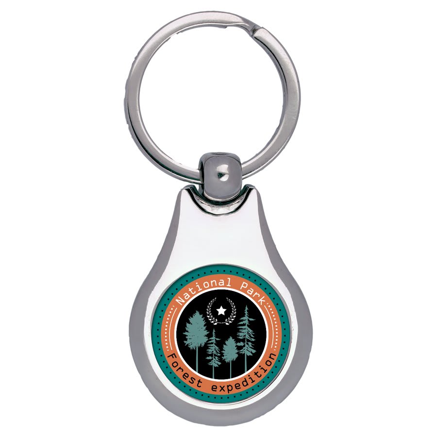 1 1/4" x 1 3/4" Silver Pear Sublimatable Keychain with White Insert
