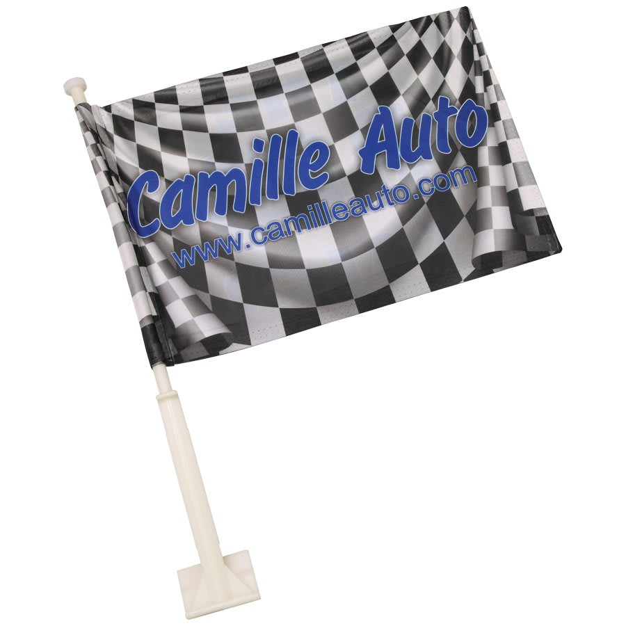 12" x 8" White Sublimatable Car Flag with Pole