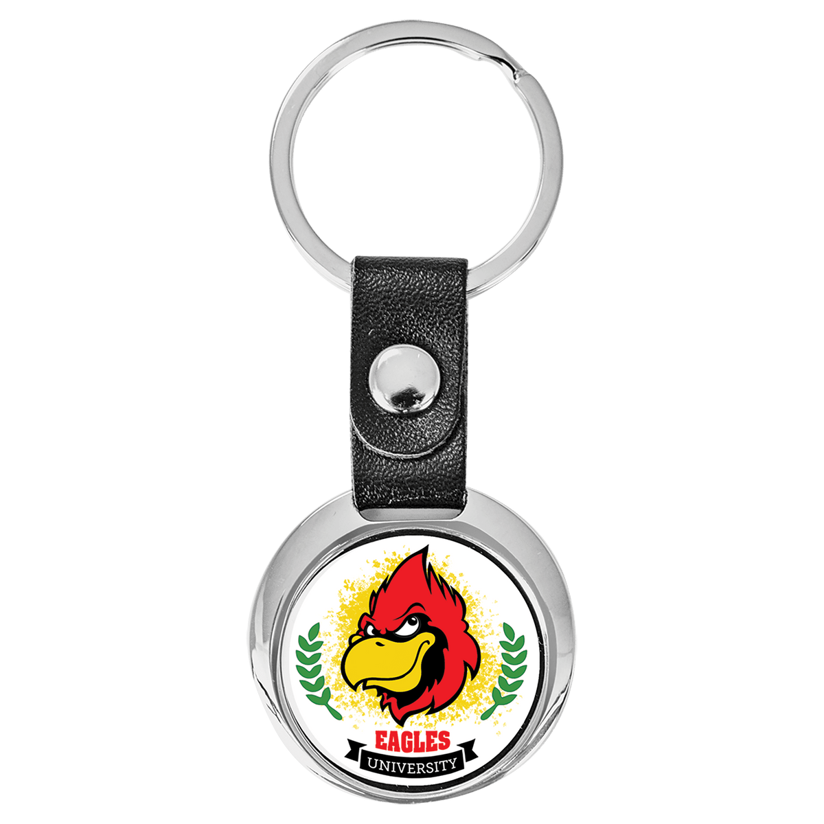 3 3/8" x 1 3/8" Round Sublimatable Keychain with White Insert