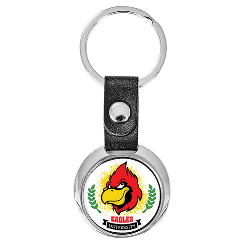 3 3/8" x 1 3/8" Round Sublimatable Keychain with White Insert