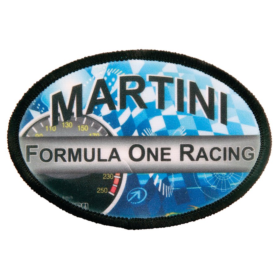 3" x 2" Oval Sublimatable Patch with Adhesive & Black Border