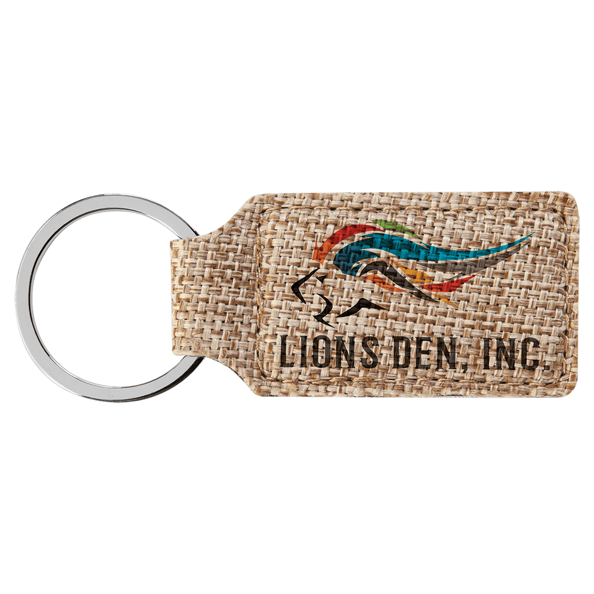 2 3/4" x 1 1/4" Rectangle Sublimatable Burlap Keychain