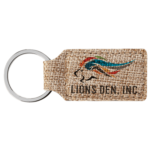 2 3/4" x 1 1/4" Rectangle Sublimatable Burlap Keychain