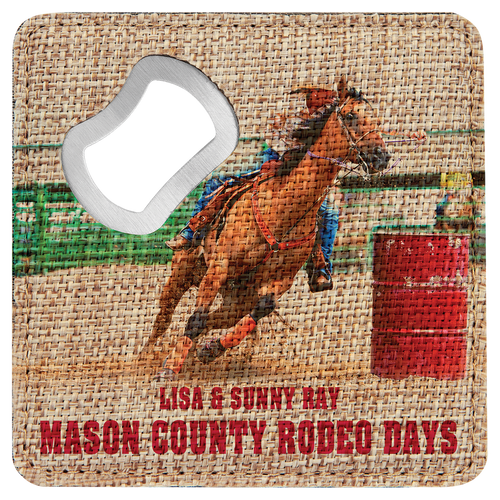 4" x 4" Square Sublimatable Burlap Bottle Opener Coaster
