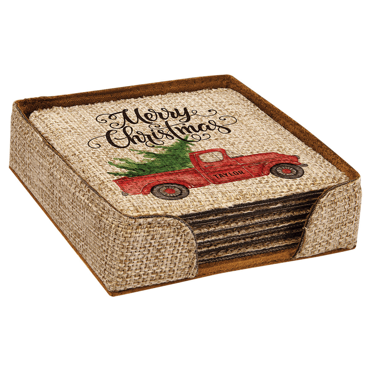 4" x 4" Sublimatable Burlap Square 6-Coaster Set