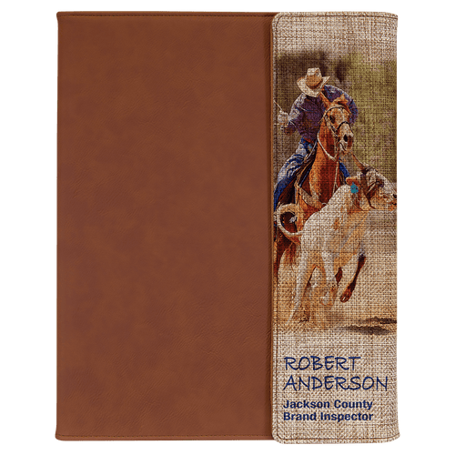 9 1/2" x 12" Rawhide with Sublimatable Burlap Portfolio with Notepad