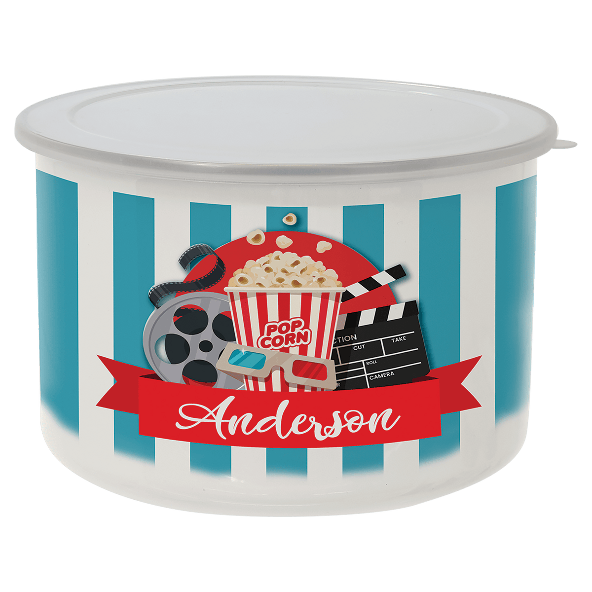 57 oz. Tall Enamel Container with Flexible Plastic Lid