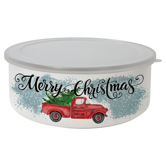 34 oz. Short Enamel Bowl with Lid