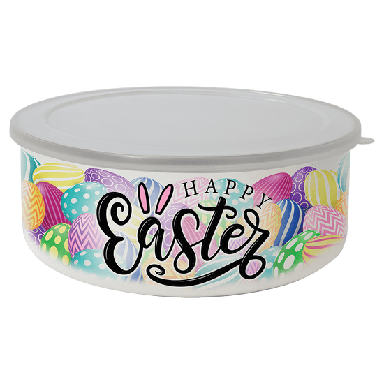 50 oz. Short Enamel Bowl with Lid