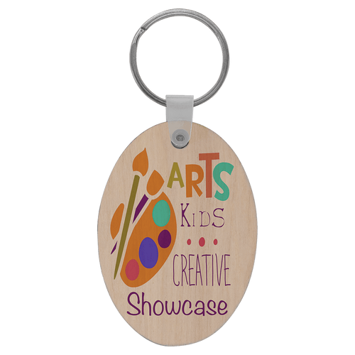 2 5/8" x 1 7/8" Oval Sublimatable Wood Keychain