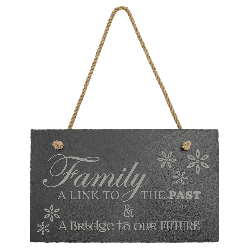 11 3/4" x 7" Rectangle Slate Decor with Hanger String