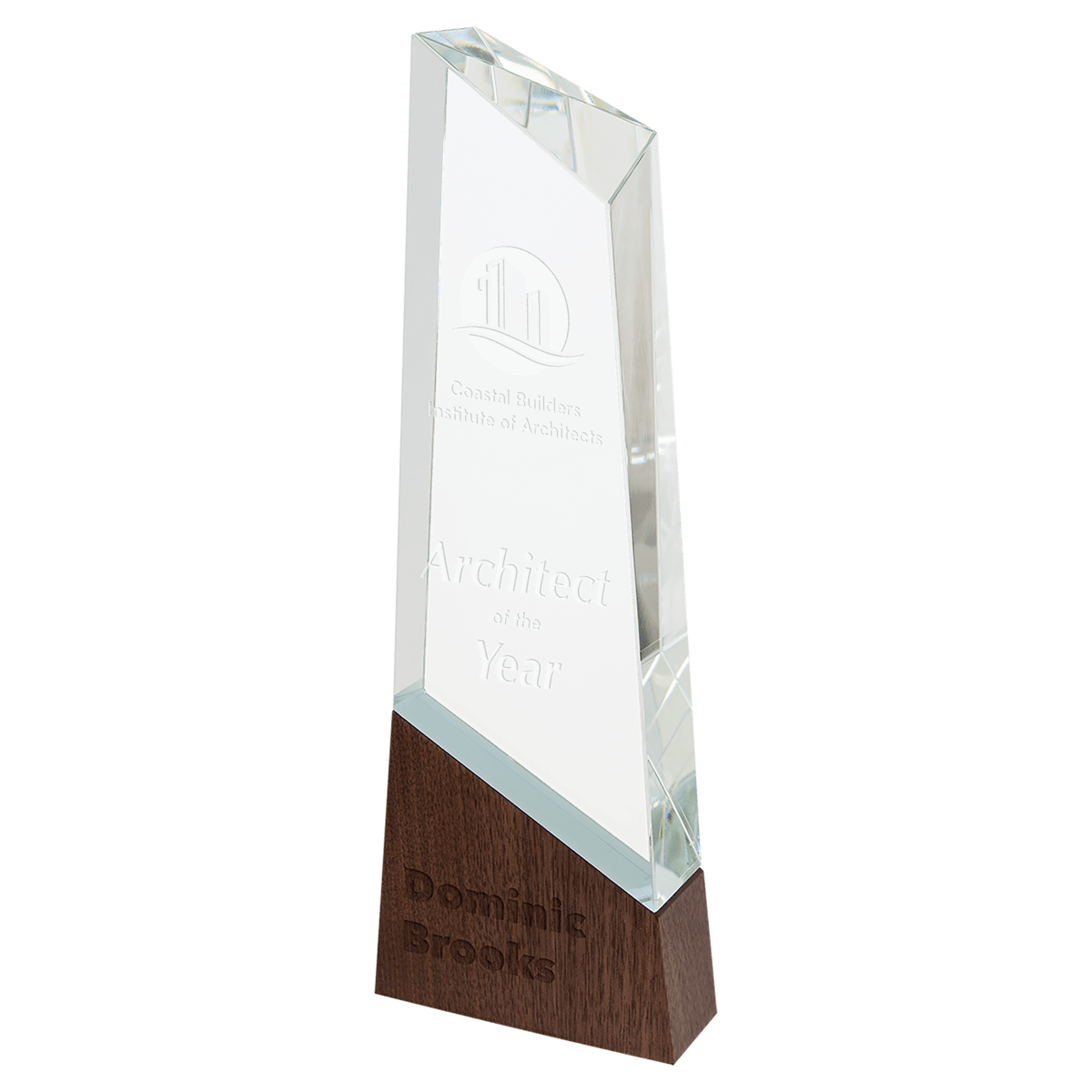 Sierra Glass Peak Award with Walnut Base — 11"