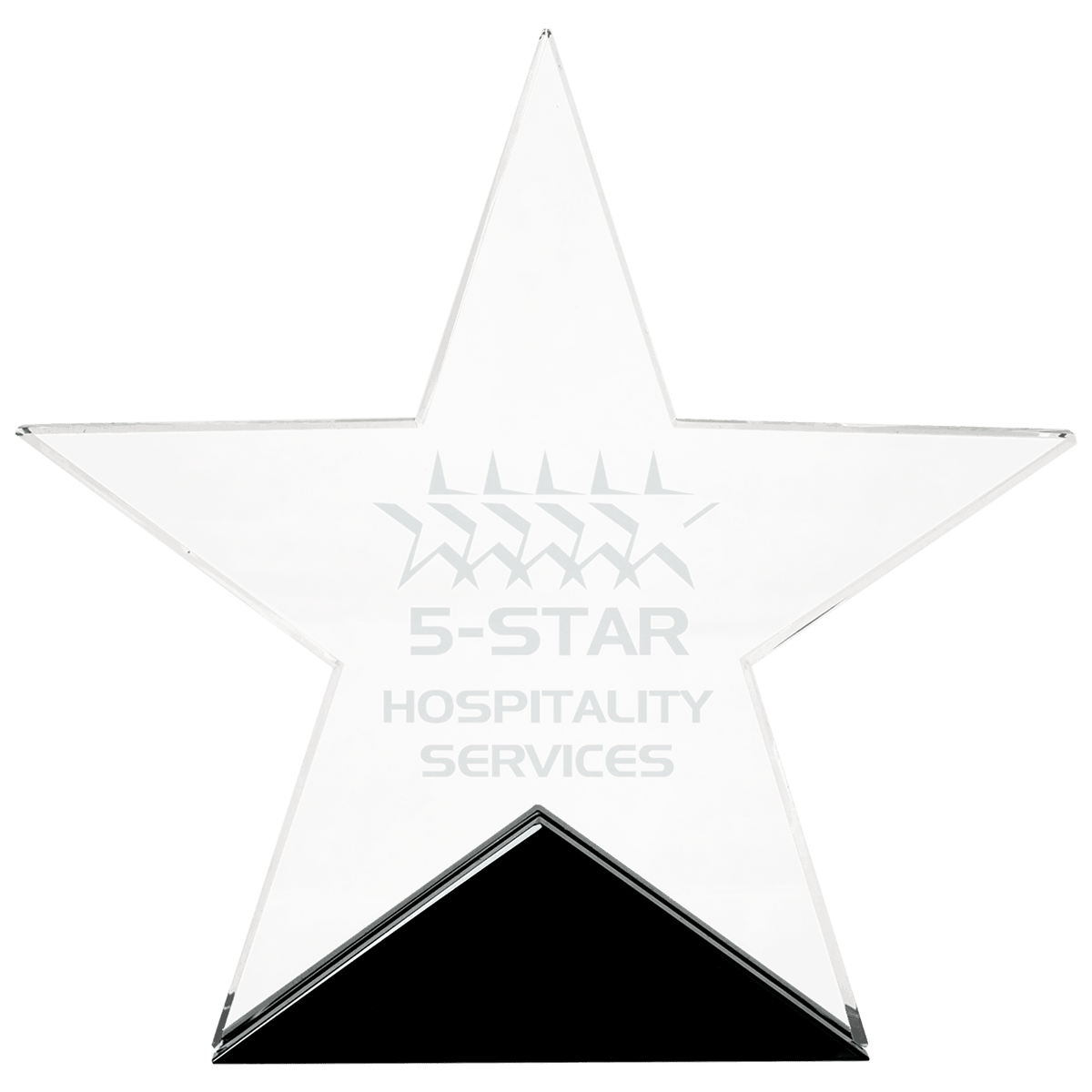 Clear Glass Star Award on Black Base — Size · 6¾″ × 6½″ · STG22