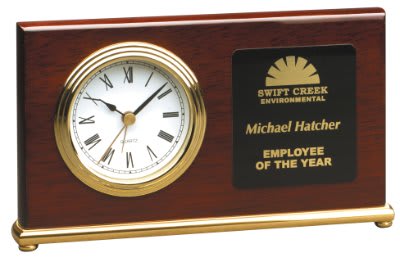 7 1/2" x 4" Piano Finish Horizontal Desk Clock