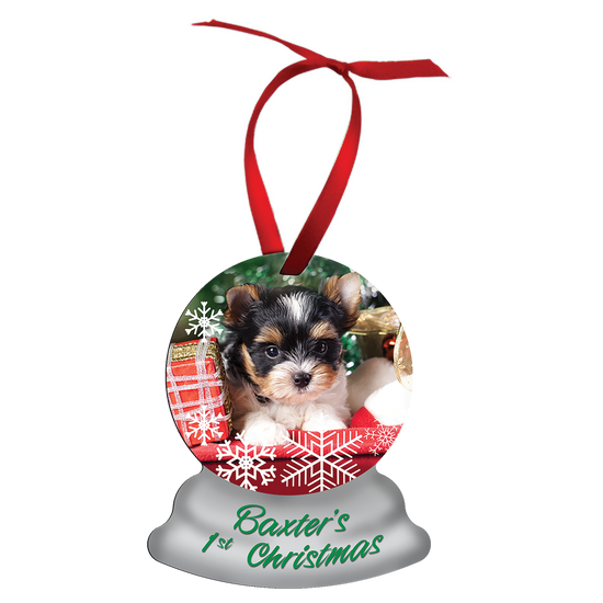 3.75" x 3" 2 Sided Gloss White Aluminum Snow Globe Ornament