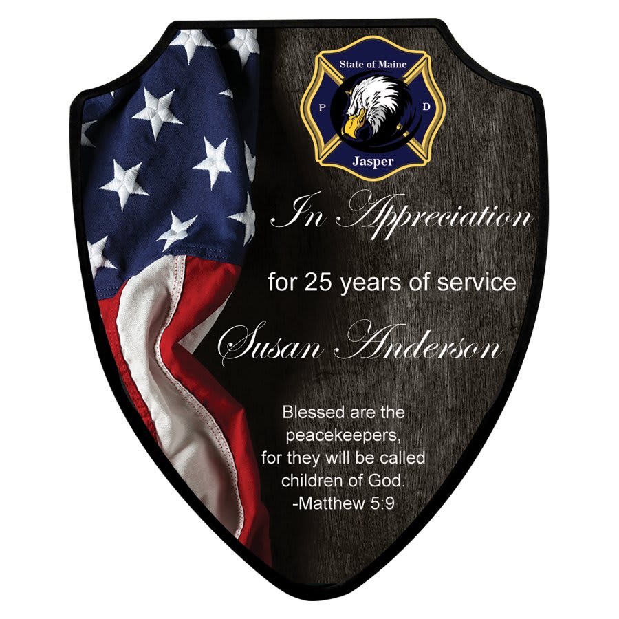 7.5" x 9.125" Unisub Sublimatable Shield Plaque with Black Edge