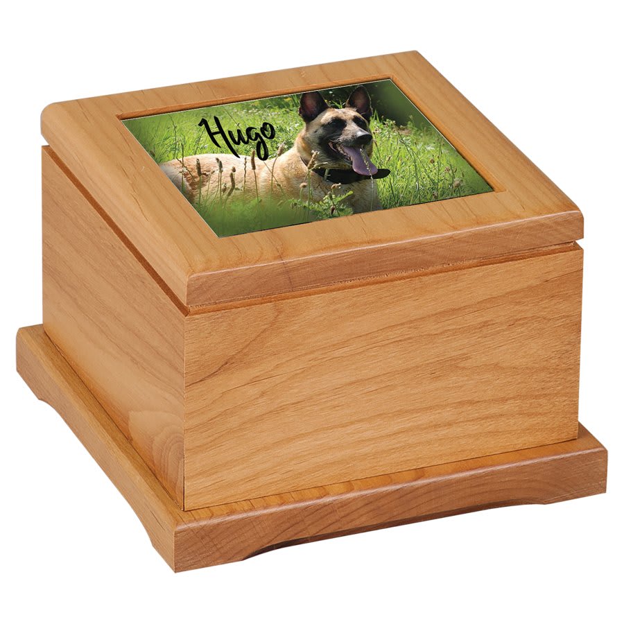 4 1/2" Red Alder Pet Urn with Routed Top/Insert Not Included