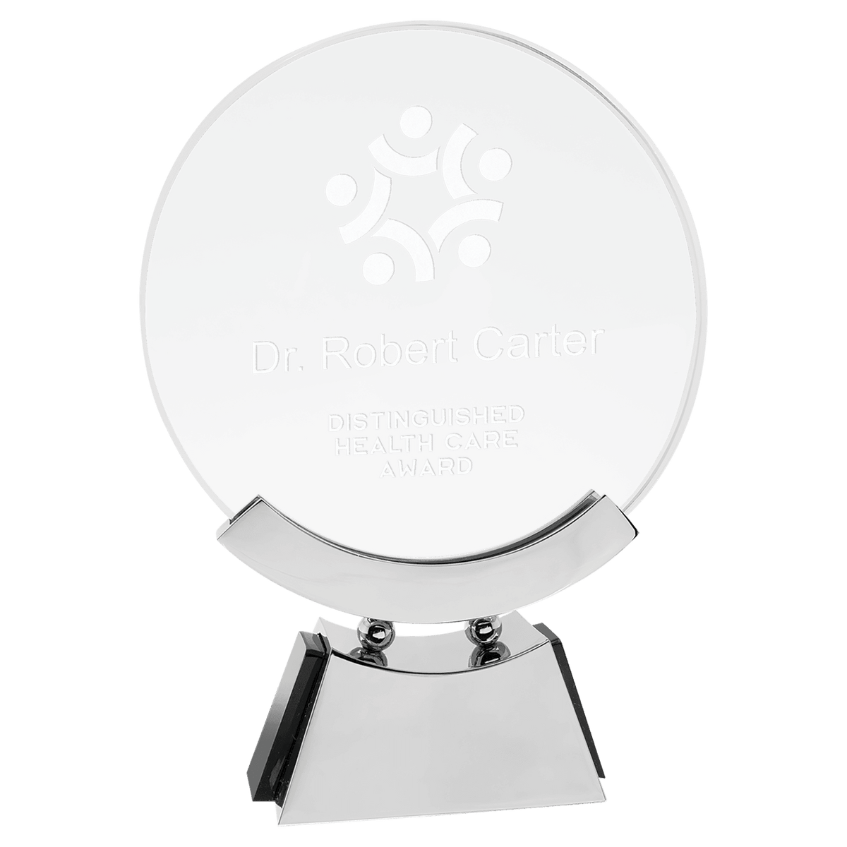 Voyager Glass Award with Silver and Black Base — Size