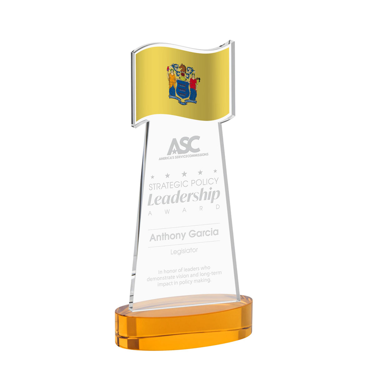Flag Award on Alberton Base - Amber