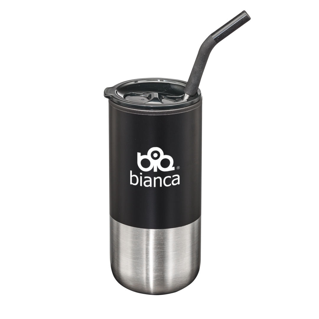 Bondi Double Wall Tumbler w/ Straw -18oz — Black — D149-BK