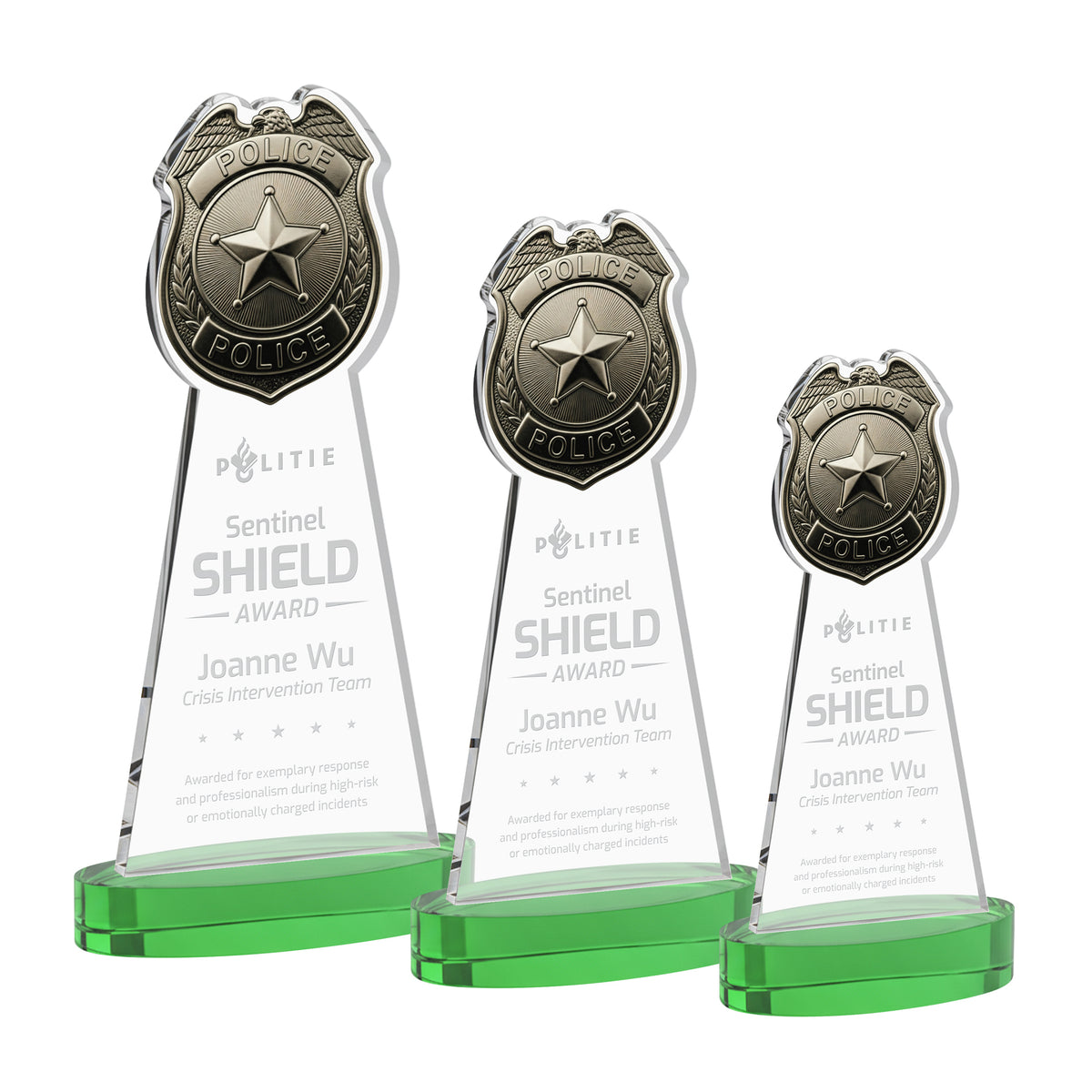 Police Badge Award on Alberton Base - Green