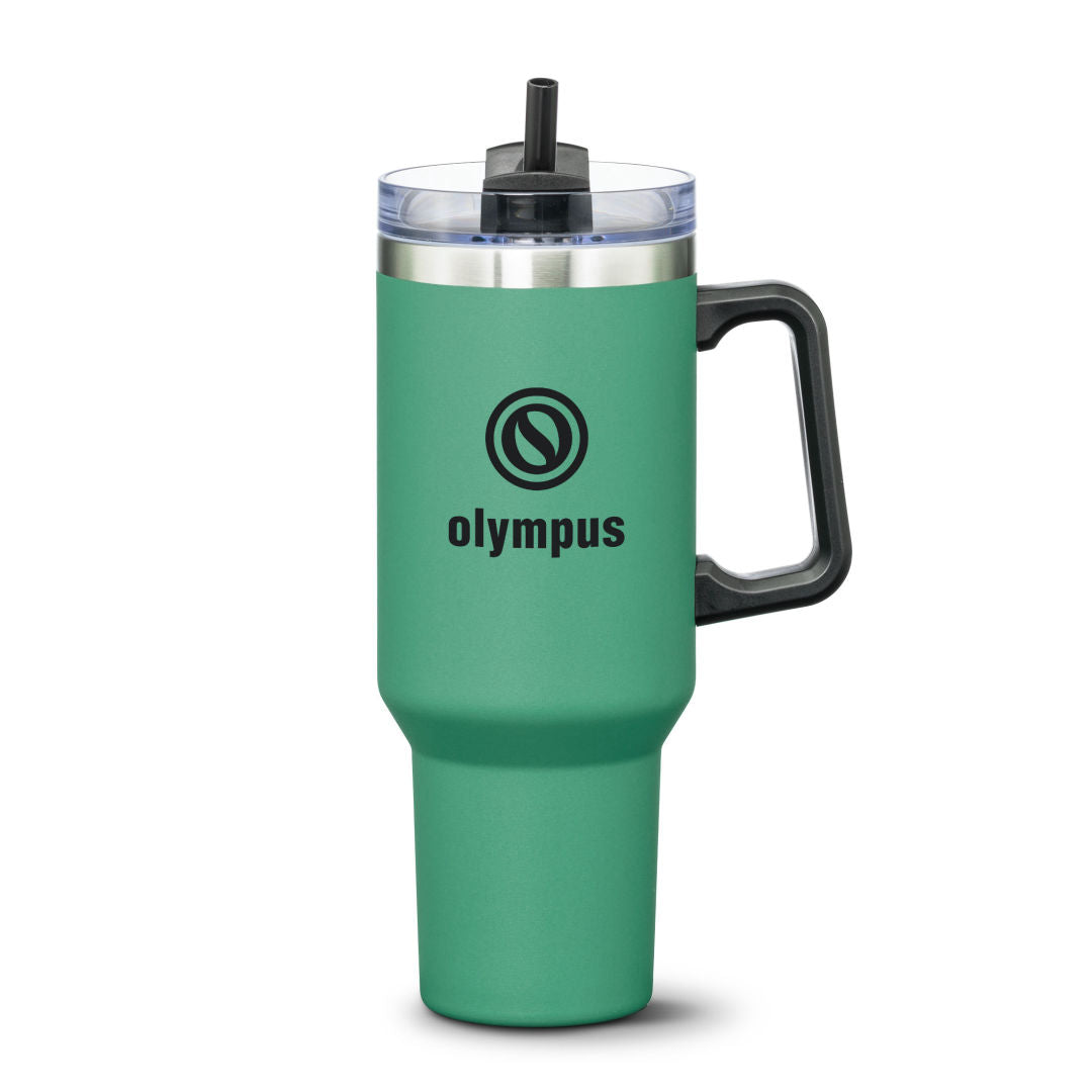 Compeer Handle Travel Mug w/Straw - 40oz — Sage Green — D619-SG