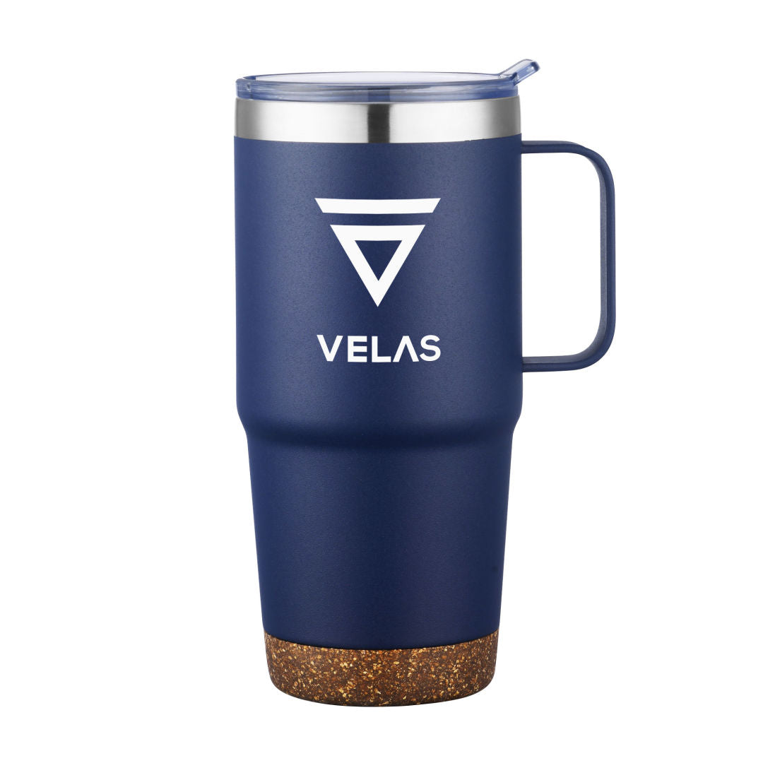 Akira Travel Mug w/Cork Bottom - 24oz - Minimum 48 — Navy — D269-NV
