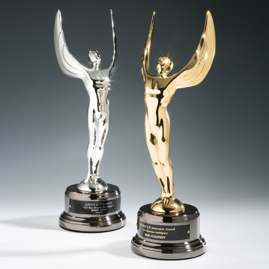 Winged Achievement Award on Black Nickel
