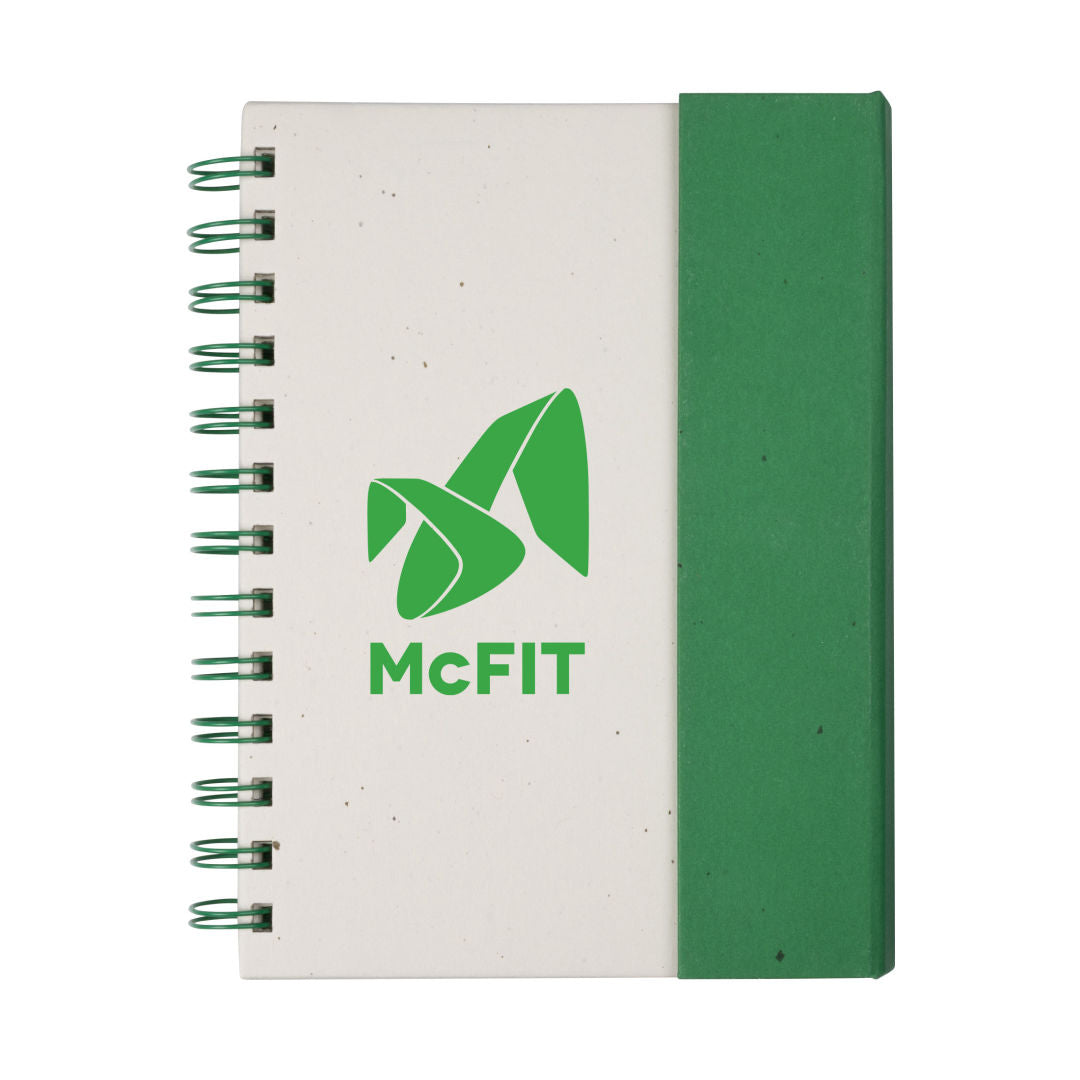 Wormer Spiral Bound Journal w/Sticky Notes – Green
