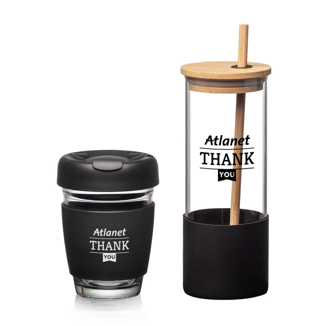 Shantiro Borosilicate Tumbler Set — Black — G139-058-BK