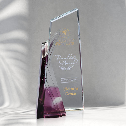 Achievement Purple Award 8-1/2" - Crystal D