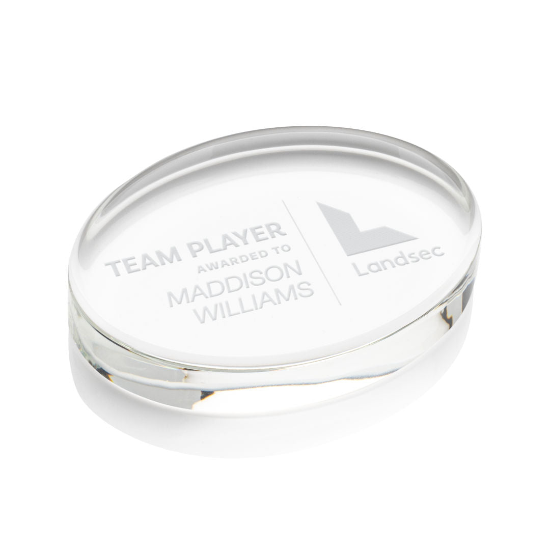 Logan Oval Paperweight – 3.5" x 0.75" x 2.5"