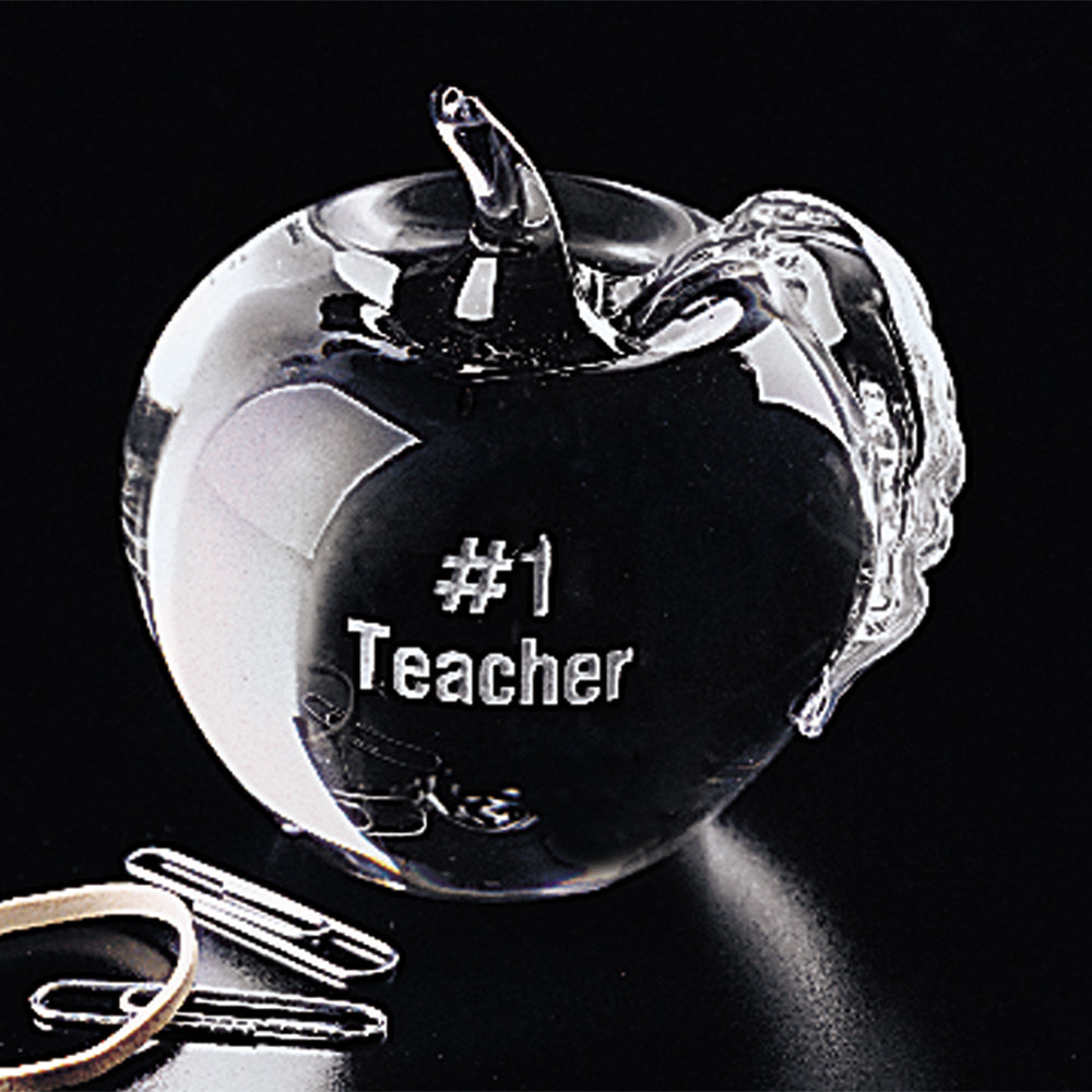 Apple Paperweight 3-1/4" - Crystal D