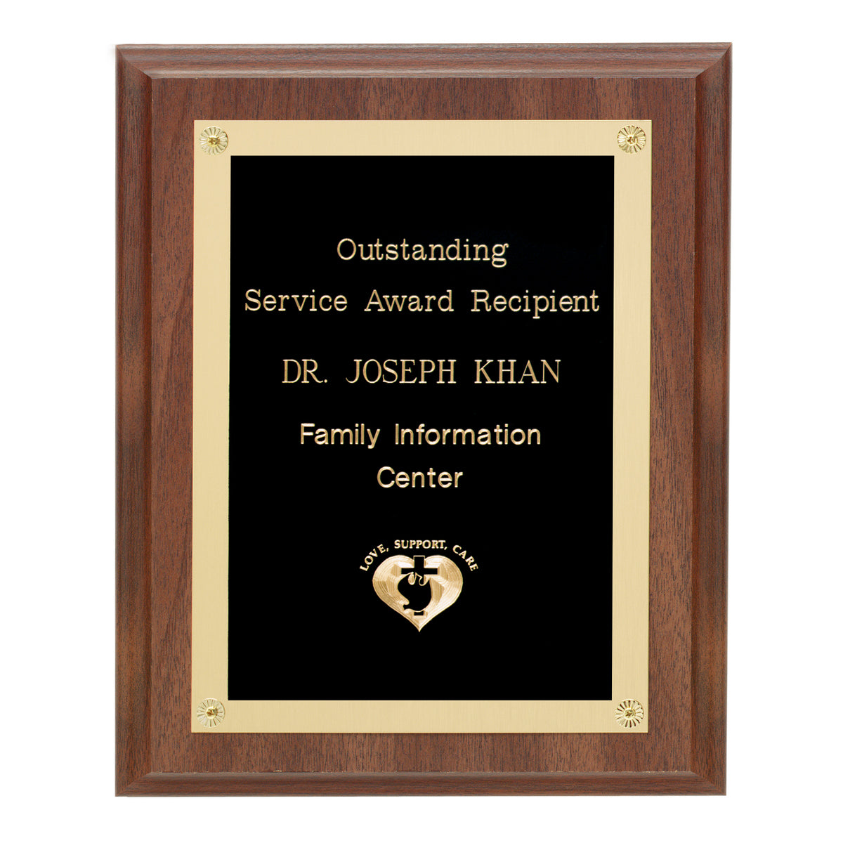 Walnut Finish Plaque w/Rosettes