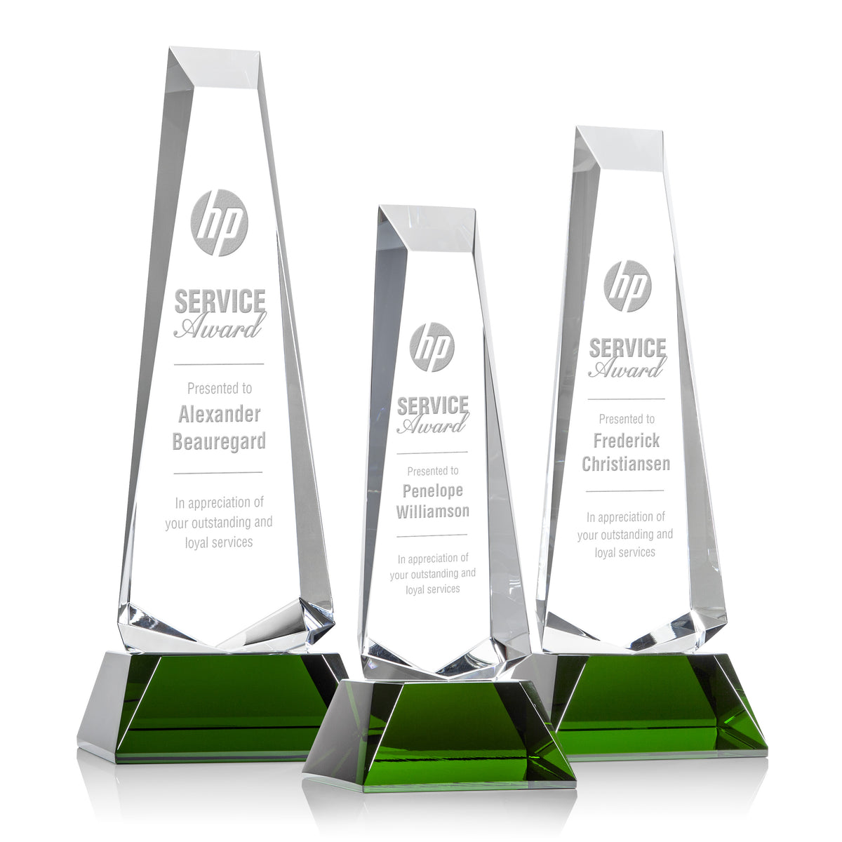Rustern Obelisk Award on Base - Green 
